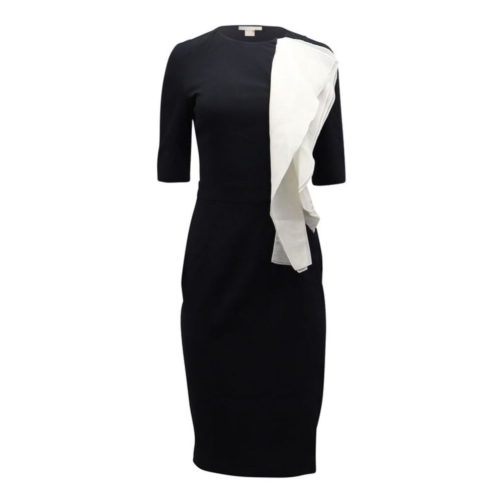 Antonio Berardi Contrast Ruffle Sheath Dress in Black Acetate